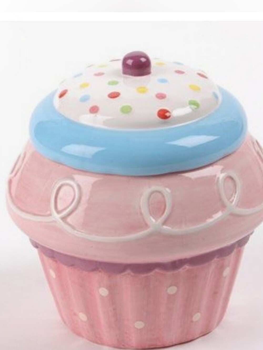 Giant Pink Cupcake Ceramic Cookie Jar With Sprinkles